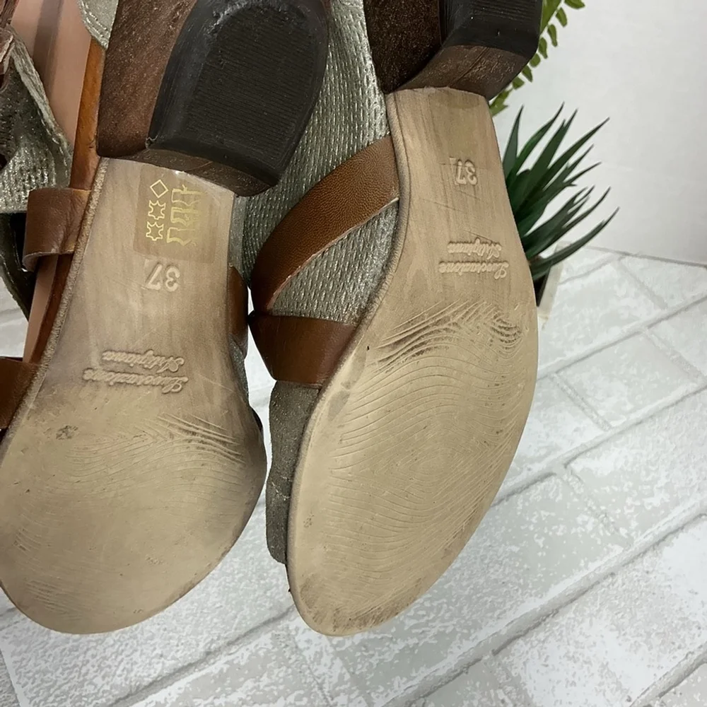 Miz Mooz Brown and Silver Sandals